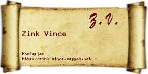 Zink Vince névjegykártya
